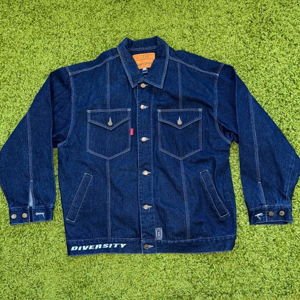 LOCO JEANS Embroidered Jean Jacket Sz XXL (26Lx30W)